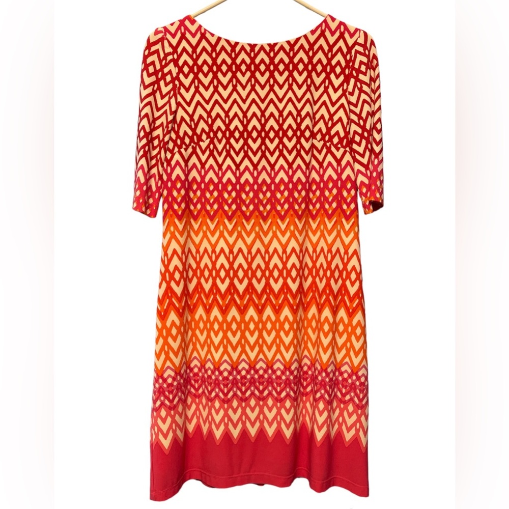 Eliza J Size 6 Pink Yellow Orange Shift Casual Career Dress Work Fully lined